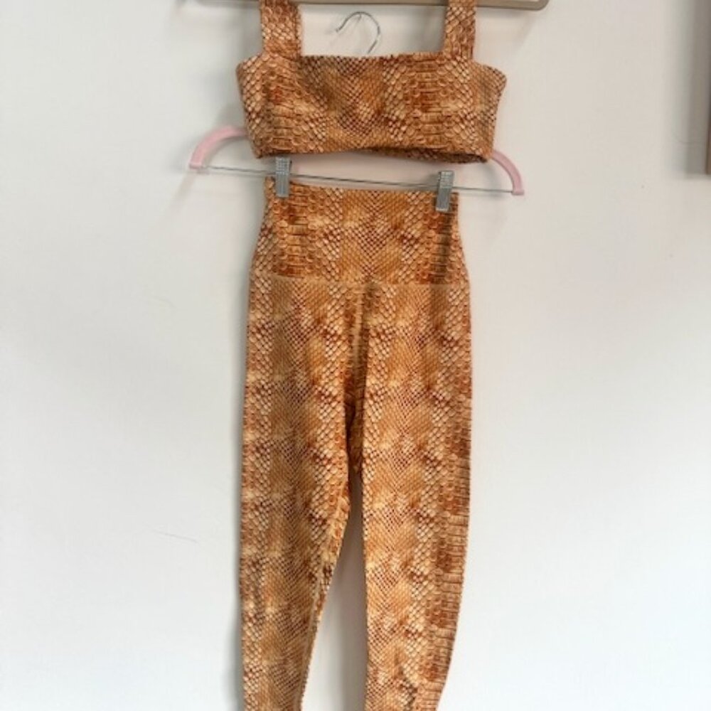 WeWoreWhat Tan Snake Skin Workout Set - Size Small - Brand New Never Worn